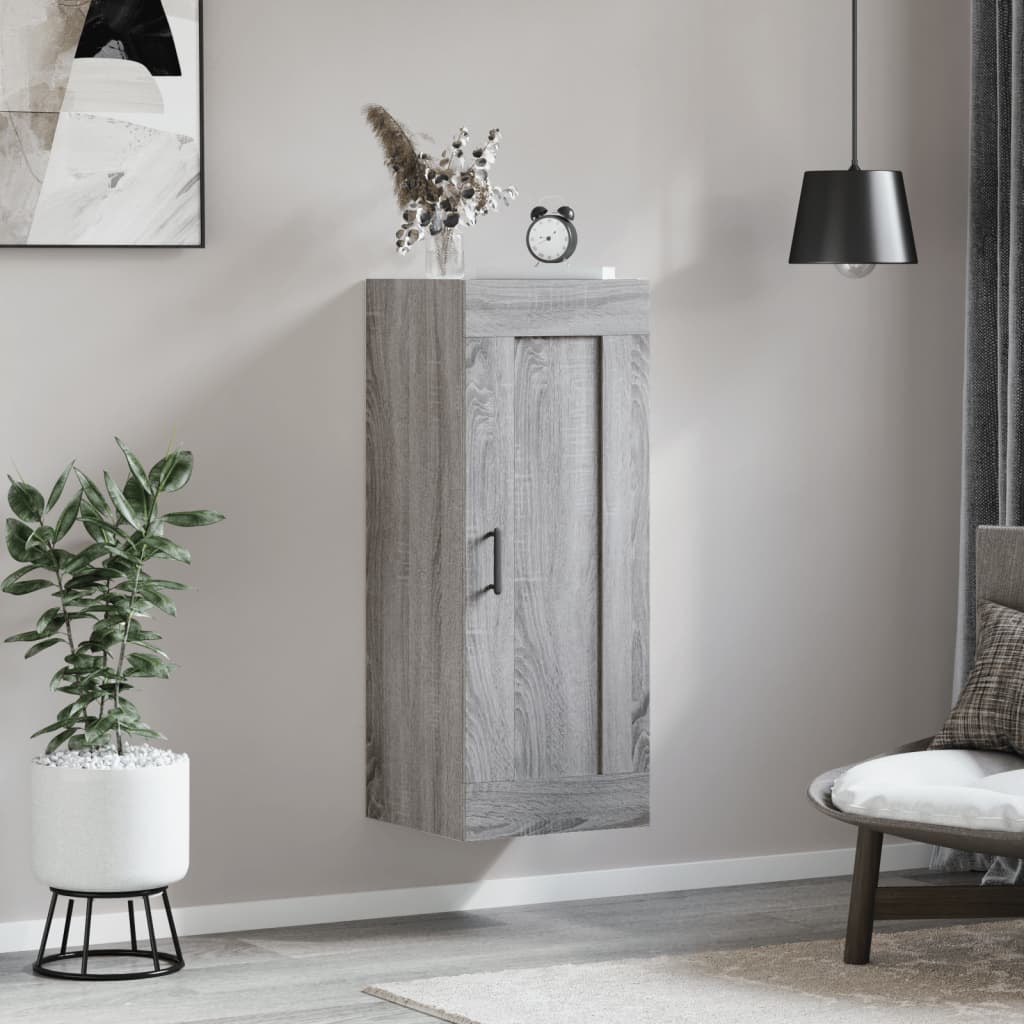 vægskab 34,5x34x90 cm konstrueret træ grå sonoma-eg