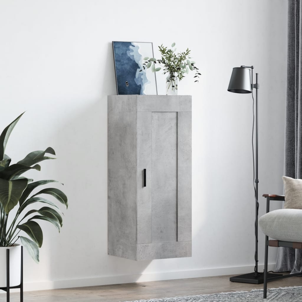 vægskab 34,5x34x90 cm konstrueret træ betongrå