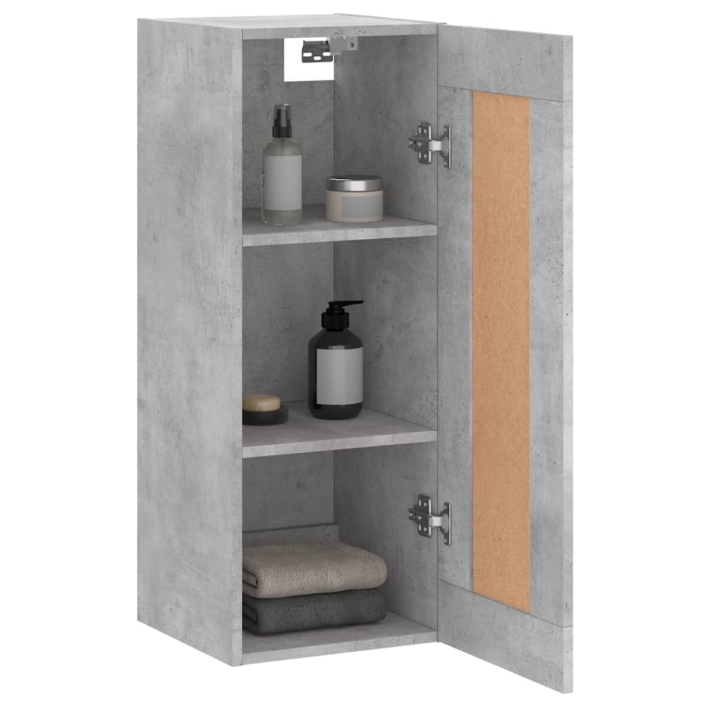 vægskab 34,5x34x90 cm konstrueret træ betongrå