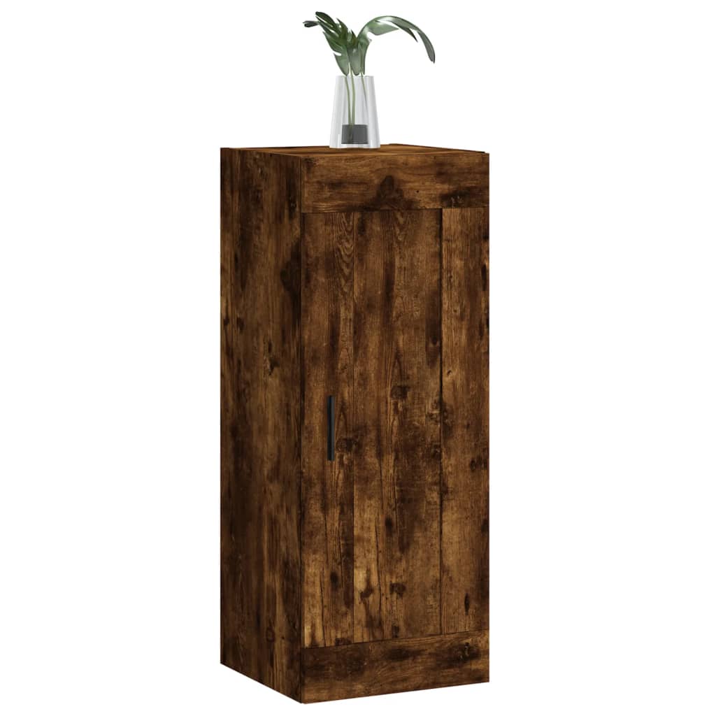 vægskab 34,5x34x90 cm konstrueret træ røget egetræsfarve