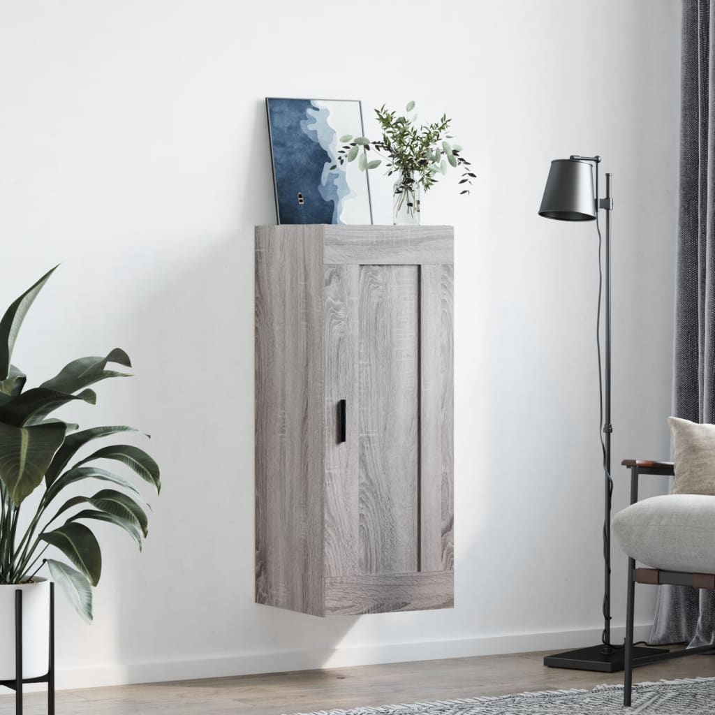 vægskab 34,5x34x90 cm konstrueret træ grå sonoma-eg