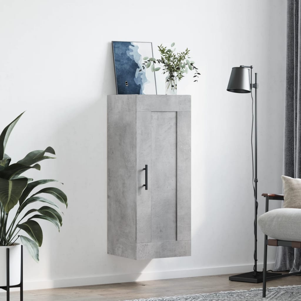 vægskab 34,5x34x90 cm konstrueret træ betongrå