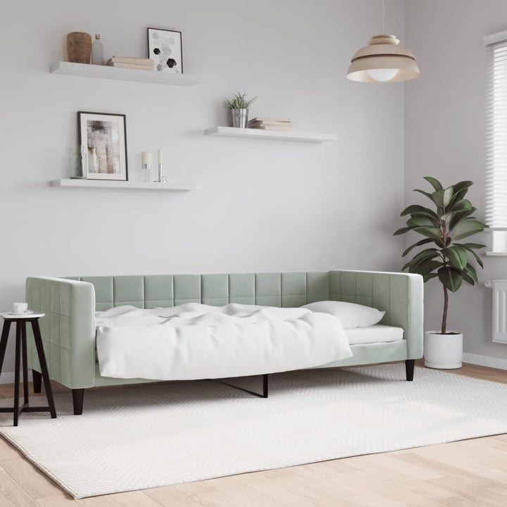 daybed 80x200 cm velour lysegrå
