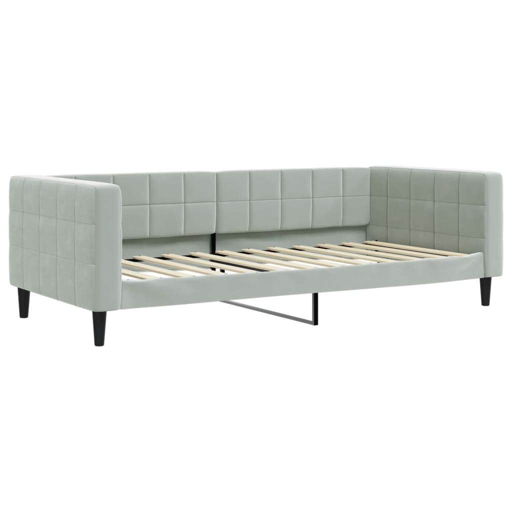 daybed 90x200 cm velour lysegrå