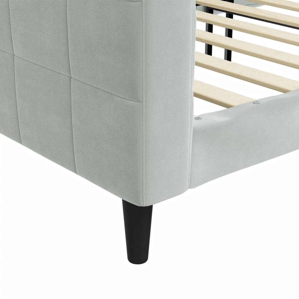 daybed 90x200 cm velour lysegrå