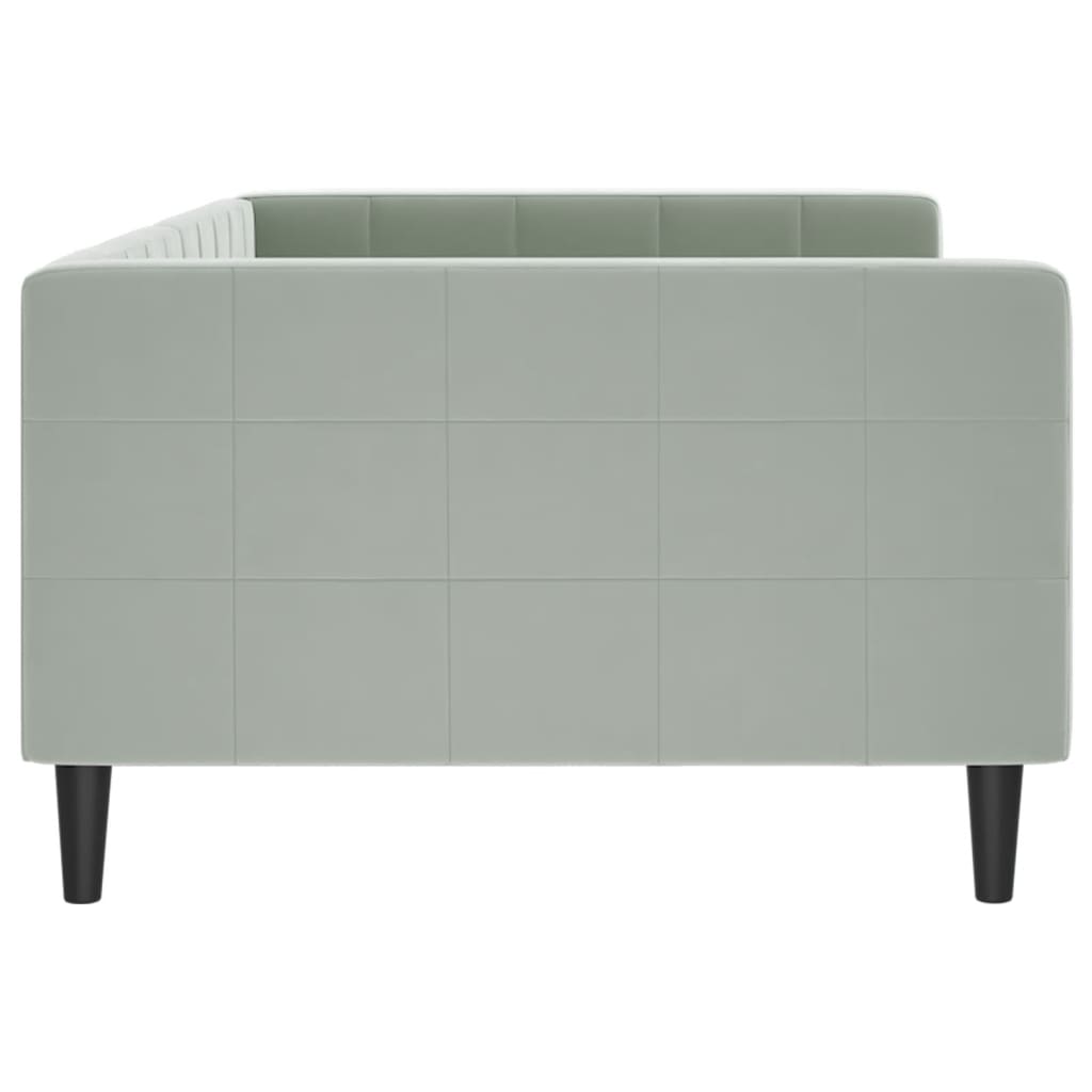 daybed 100x200 cm velour lysegrå