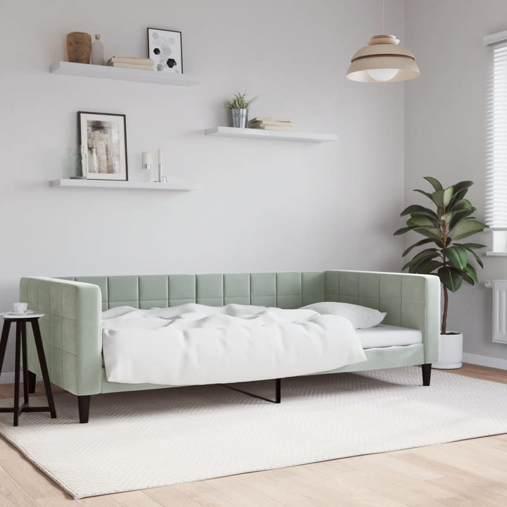 daybed 100x200 cm velour lysegrå