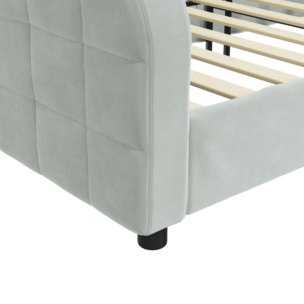 daybed 80x200 cm velour lysegrå