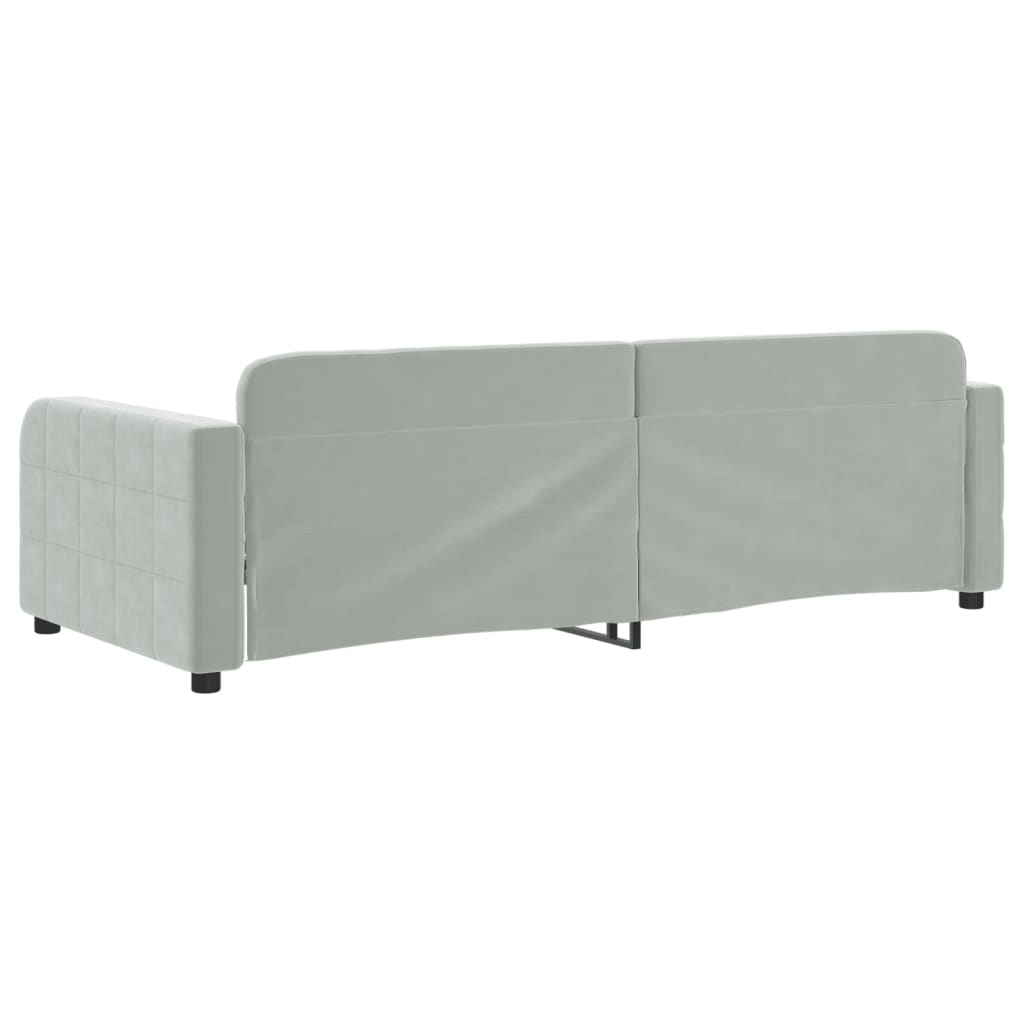 daybed 90x200 cm velour lysegrå