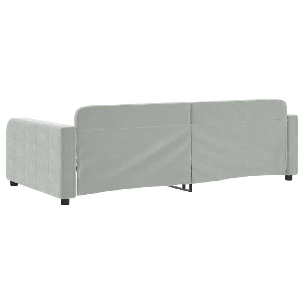 daybed 100x190 cm velour lysegrå