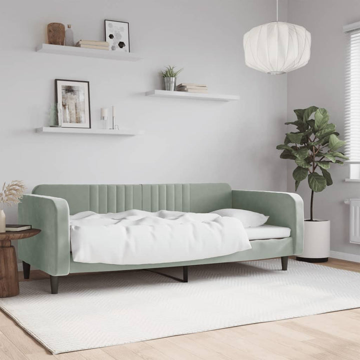 daybed 90x200 cm velour lysegrå