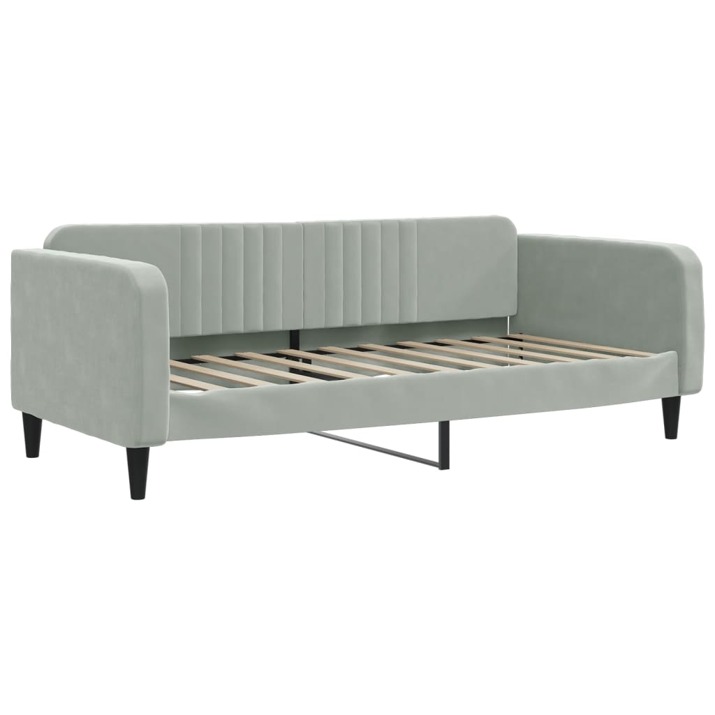 daybed 90x190 cm velour lysegrå