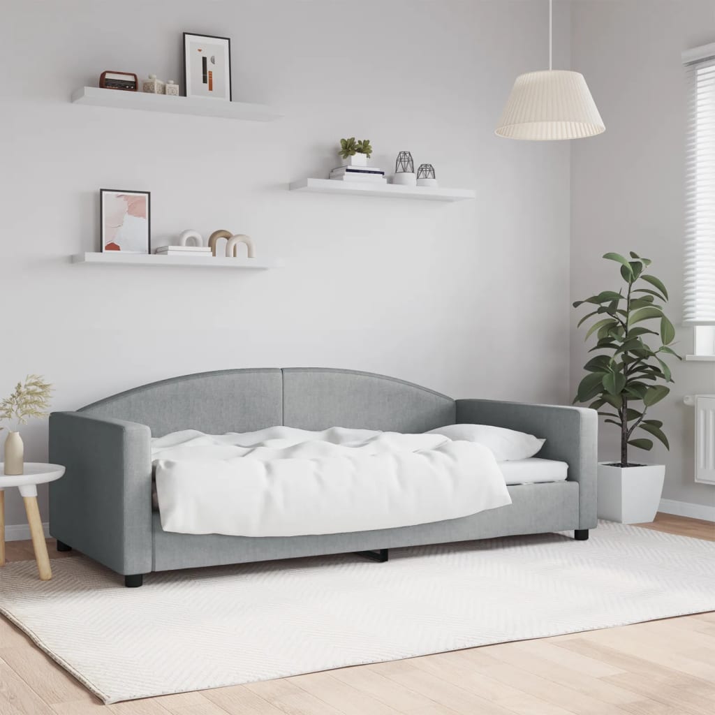 daybed 90x190 cm stof lysegrå