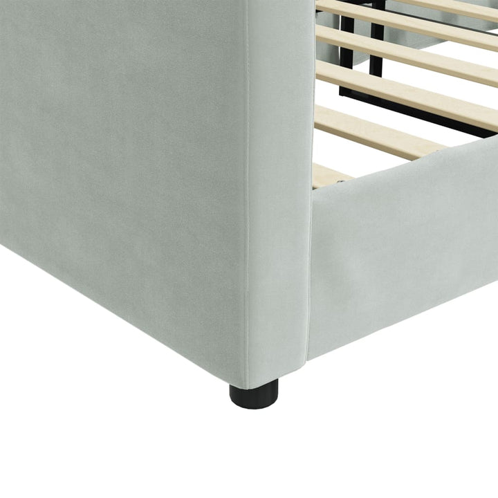 daybed 90x200 cm velour lysegrå
