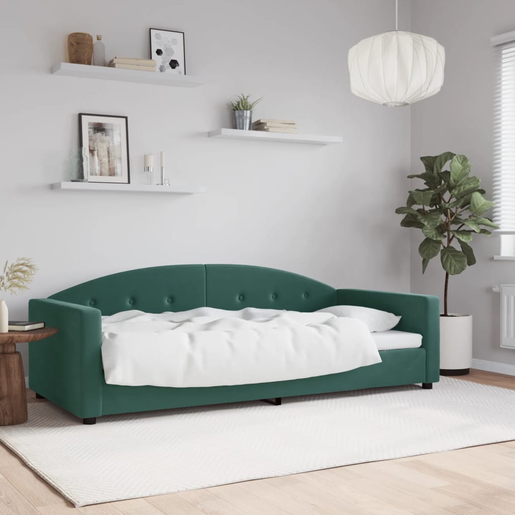 daybed 90x200 cm velour mørkegrøn