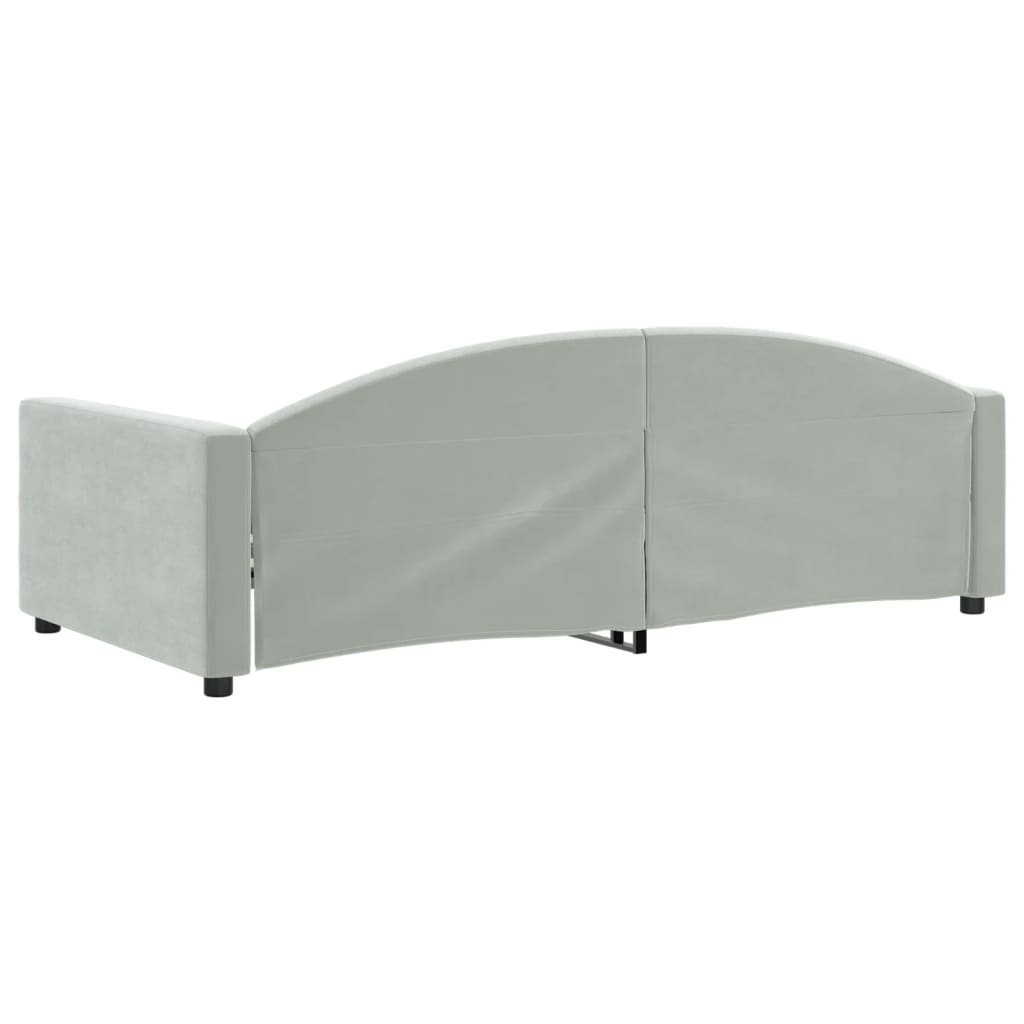 daybed 100x200 cm velour lysegrå