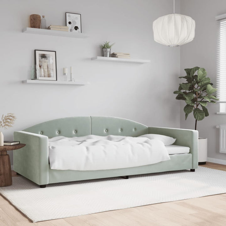 daybed 100x200 cm velour lysegrå