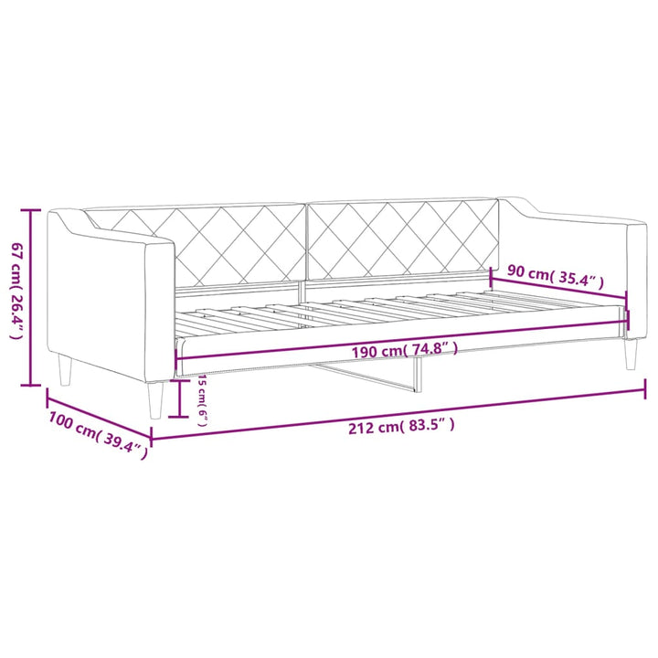 daybed 90x190 cm stof lysegrå