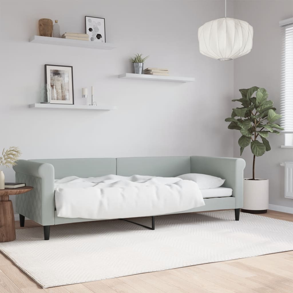 daybed 80x200 cm velour lysegrå