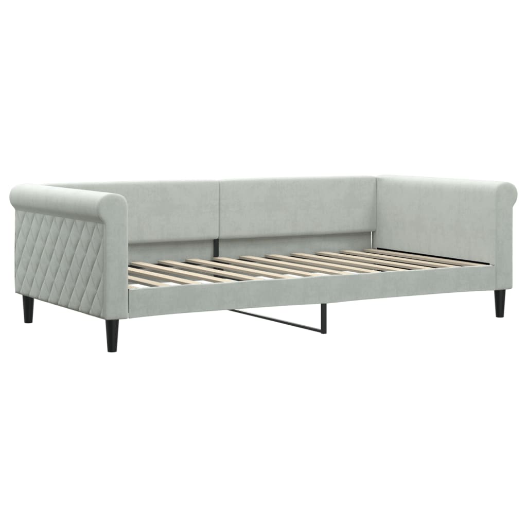 daybed 100x200 cm velour lysegrå