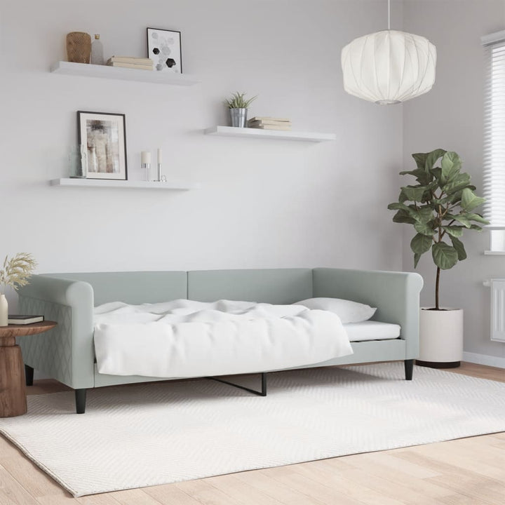 daybed 100x200 cm velour lysegrå