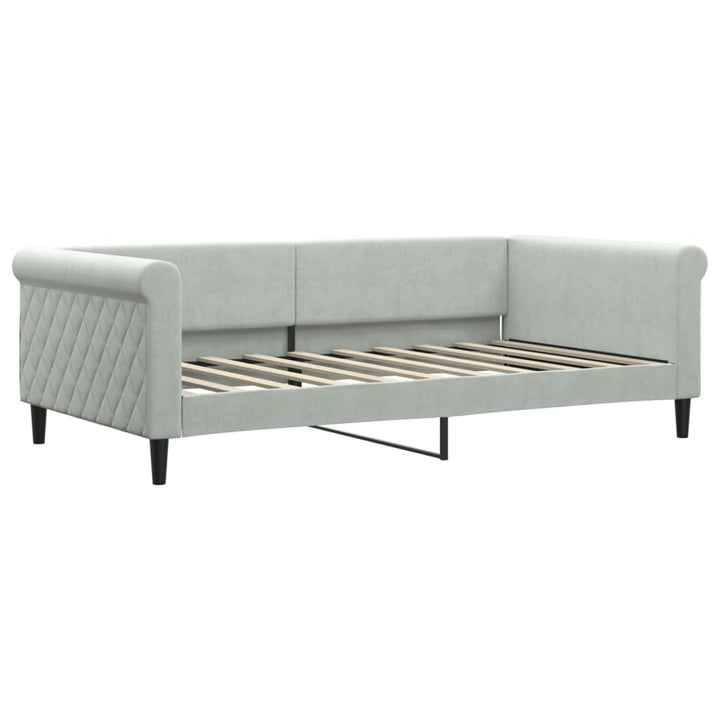 daybed 100x190 cm velour lysegrå