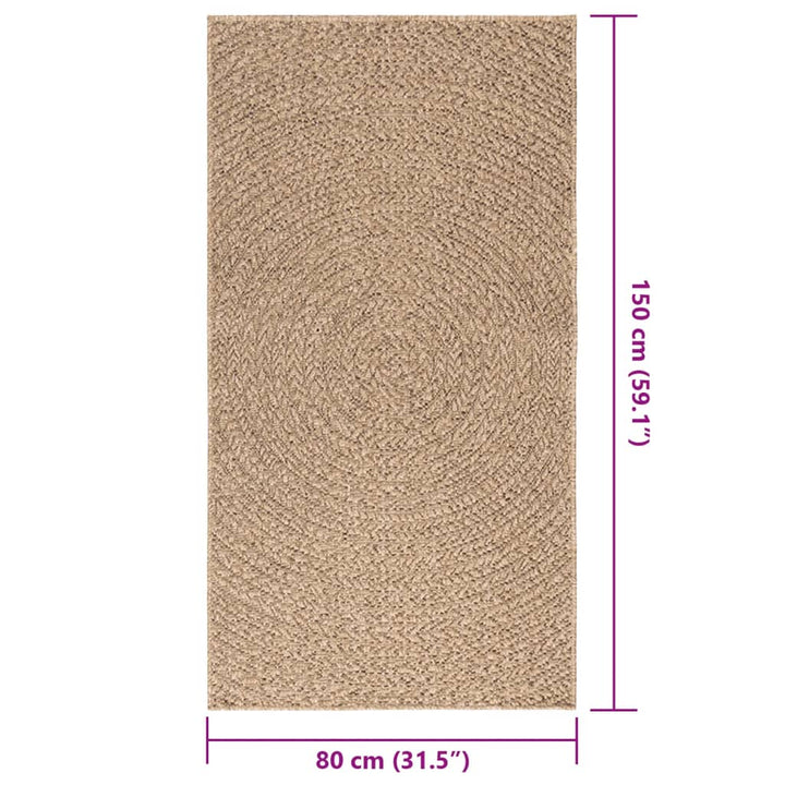 gulvtæppe ZIZUR 80x150 cm jute-look indendørs og udendørs