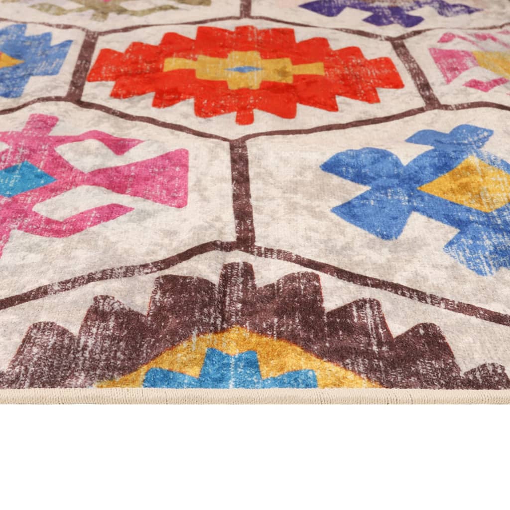 gulvtæppe 190x300 cm vaskbart flerfarvet
