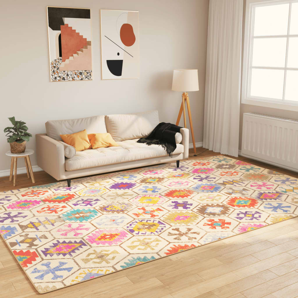 gulvtæppe 190x300 cm vaskbart flerfarvet
