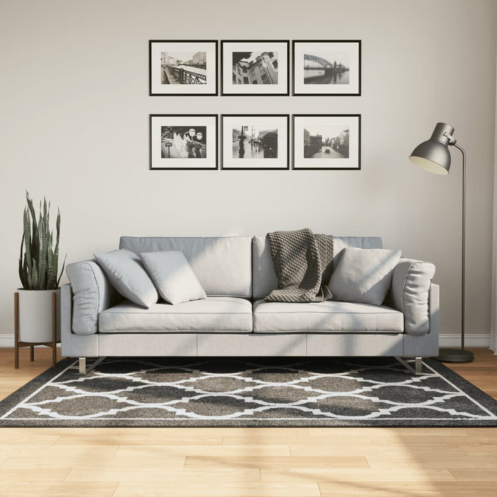 gulvtæppe 120x180 cm vaskbart sort og hvid