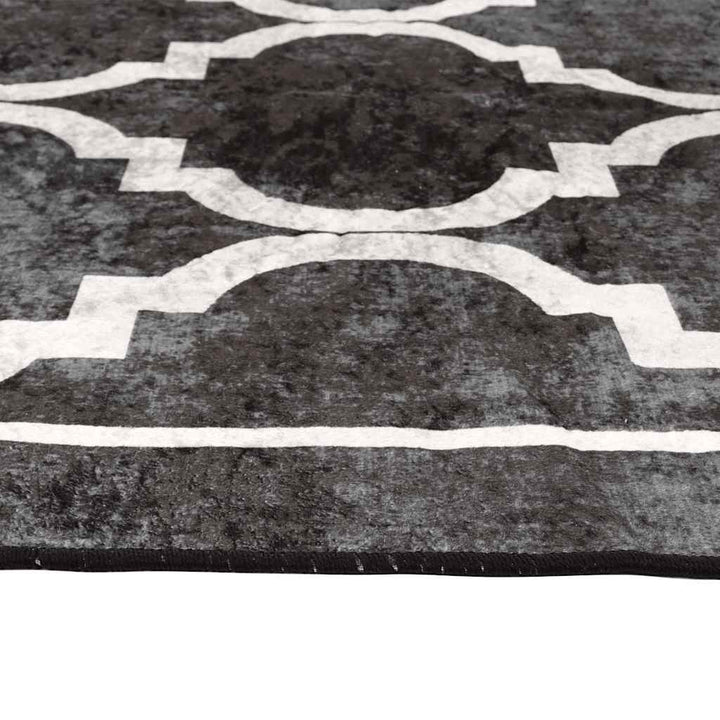 gulvtæppe 160x230 cm vaskbart sort og hvid