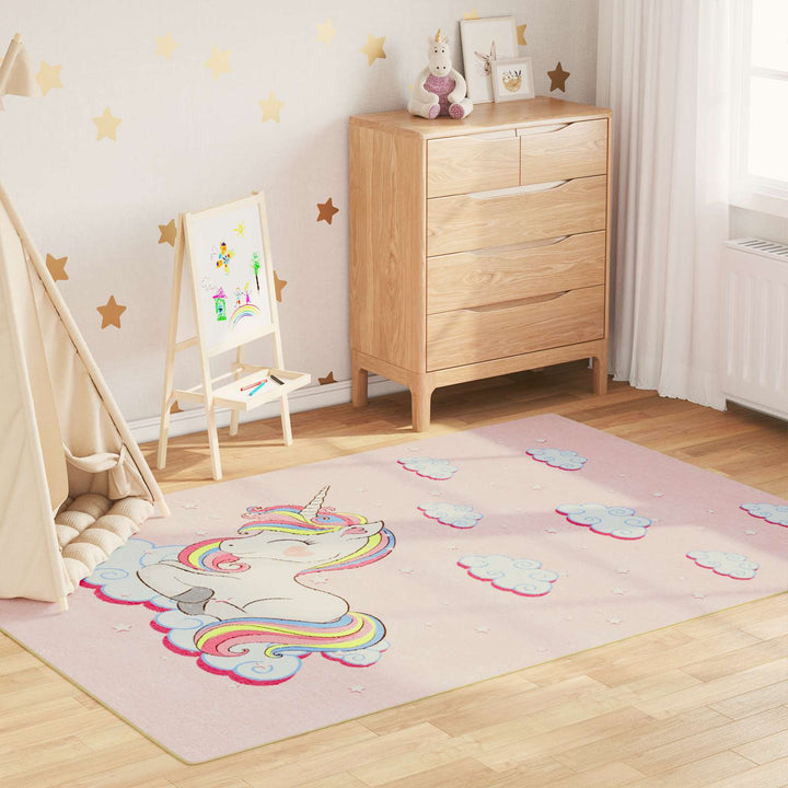 gulvtæppe til børn 160x230 cm vaskbart enhjørning