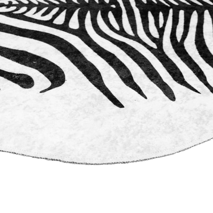 gulvtæppe 120x170 cm vaskbart zebrastriber sort og hvid