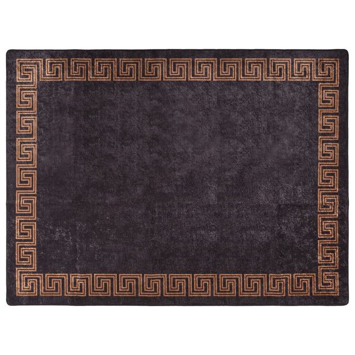 gulvtæppe 400x300 cm vaskbart sort + guldfarvet