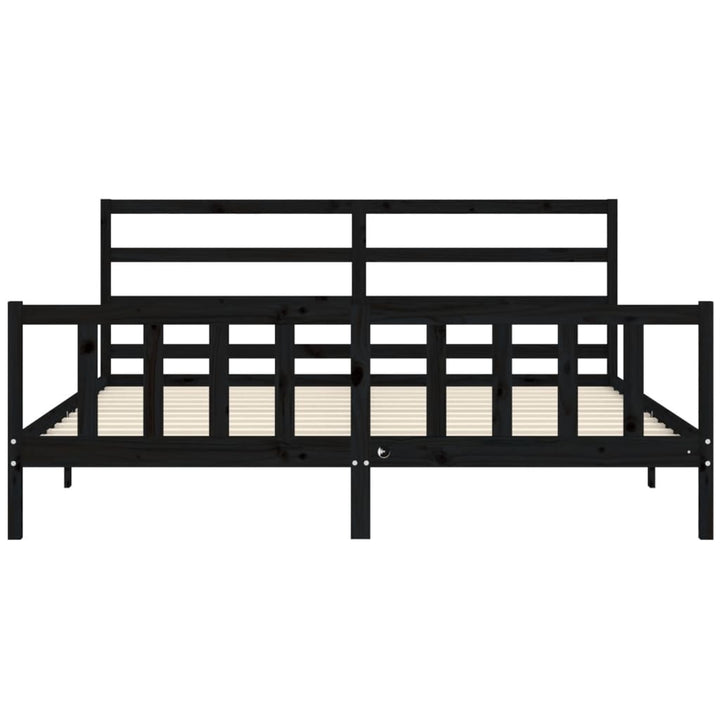 sengeramme med sengegavl 200x200 cm massivt træ sort