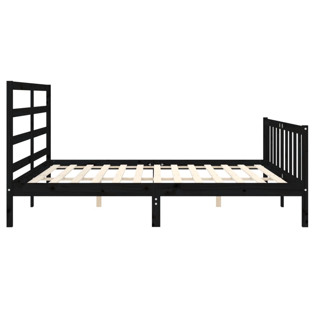 sengeramme med sengegavl 200x200 cm massivt træ sort