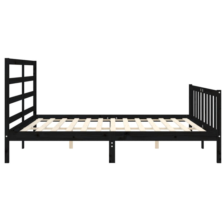 sengeramme med sengegavl 200x200 cm massivt træ sort