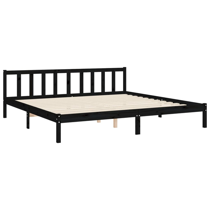 sengeramme med sengegavl 200x200 cm massivt træ sort