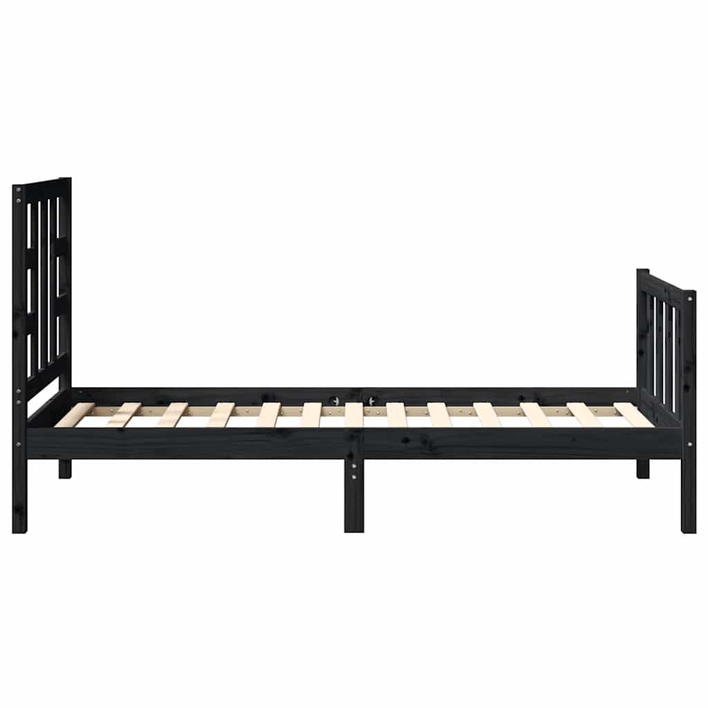 sengeramme med sengegavl Small Single massivt træ sort