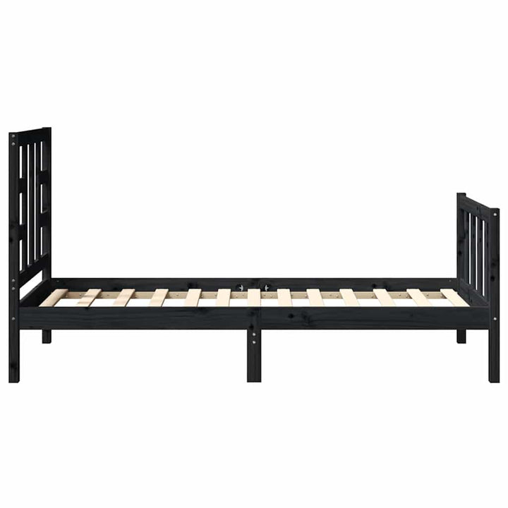 sengeramme med sengegavl Small Single massivt træ sort