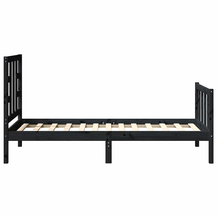 sengeramme med sengegavl Small Single massivt træ sort