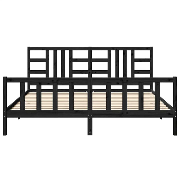 sengeramme med sengegavl 200x200 cm massivt træ sort