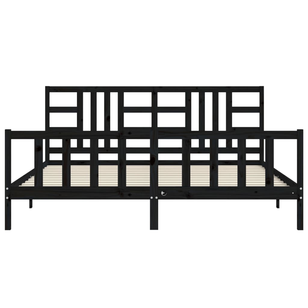 sengeramme med sengegavl 200x200 cm massivt træ sort