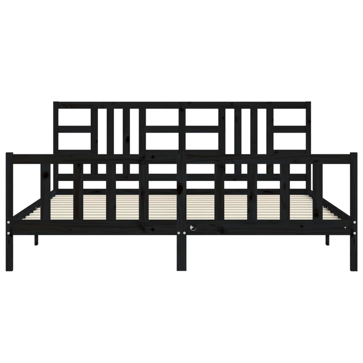 sengeramme med sengegavl 200x200 cm massivt træ sort