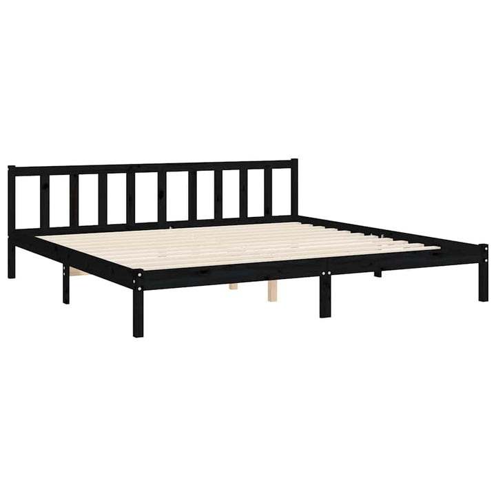 sengeramme med sengegavl 200x200 cm massivt træ sort