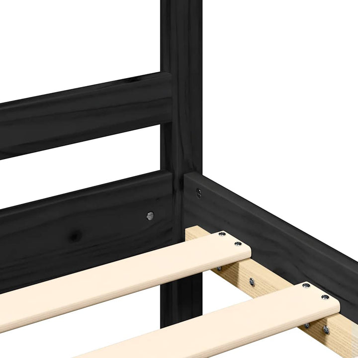 sengeramme med sengegavl 200x200 cm massivt træ sort