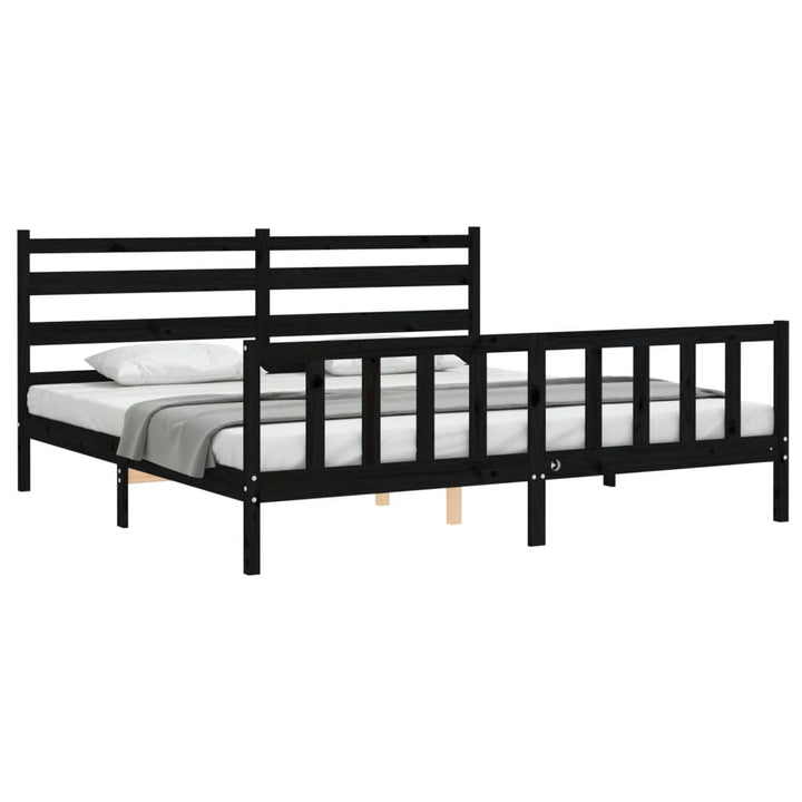 sengeramme med sengegavl 200x200 cm massivt træ sort
