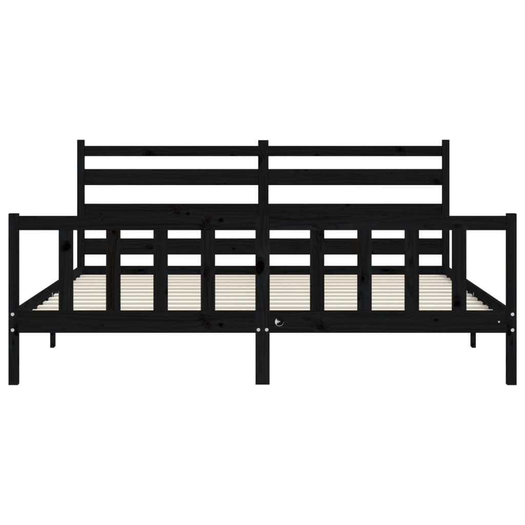 sengeramme med sengegavl 200x200 cm massivt træ sort