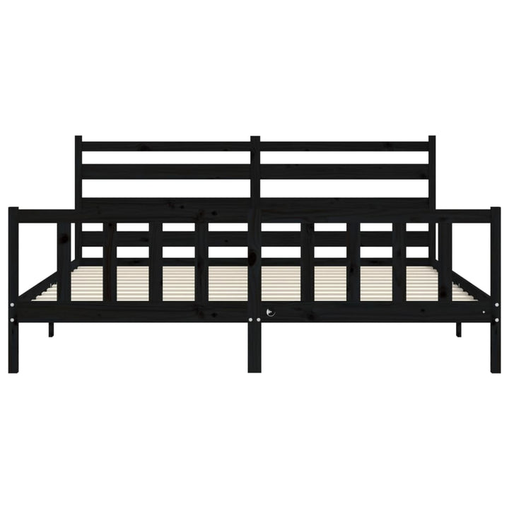 sengeramme med sengegavl 200x200 cm massivt træ sort