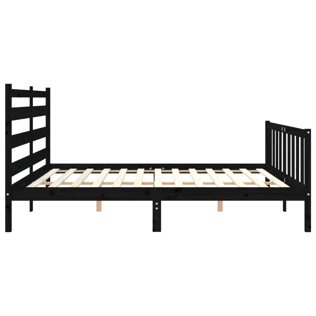 sengeramme med sengegavl 200x200 cm massivt træ sort